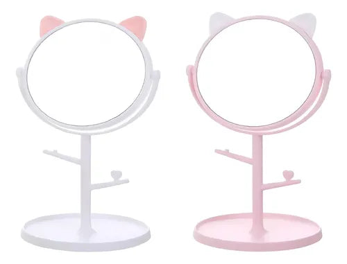 Espejo Joyero Organizador Para Tocador Gatito Kawai